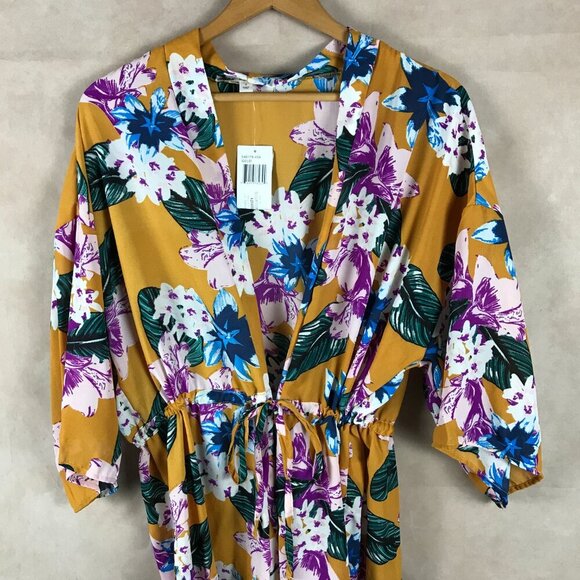 Say What Women's Floral Kimono, Gold Floral NWT MEDIUM - Picture 4 of 10